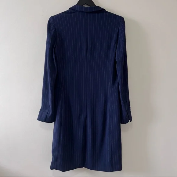 ARITZIA BABATON NAVY PINSTRIPE TRENT LONG JACKET - Picture 6 of 12